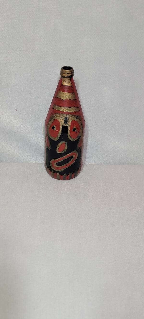 Frank Preacher Boyle Signed Hand Painted Folk Art Glass Bottle Vessel Vintage